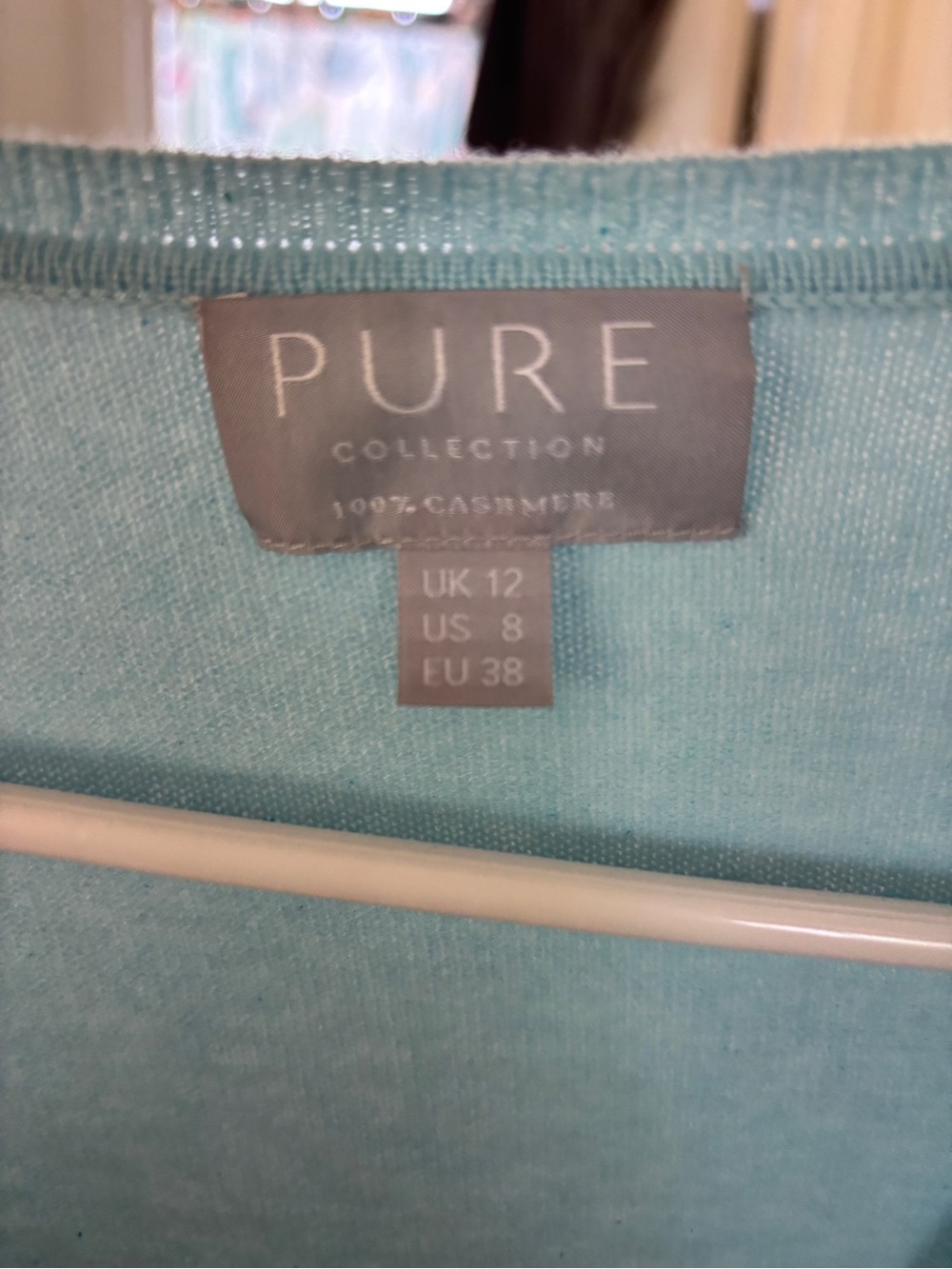 Pure Collection Light Teal Cashmere Crew Sweater